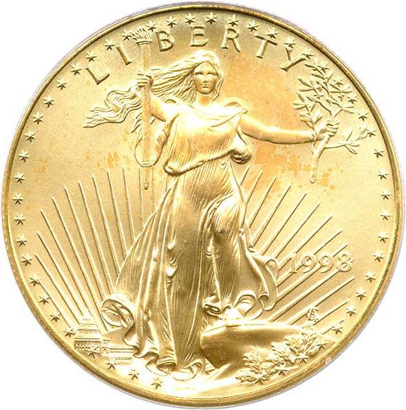 image for: 1998 $50 PCGS Gem Uncirculated (Gold Eagle - WTC Ground Zero Recovery)