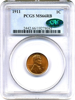 image for: 1911 1c PCGS/CAC MS66 RB