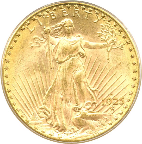 image for: 1925-D $20 PCGS MS62