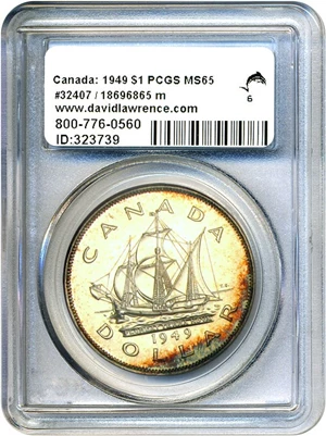 image for: Canada: 1949 $1 PCGS MS65