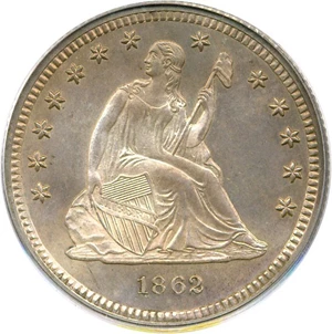 image for: 1862 25c PCGS Proof 64 Cameo