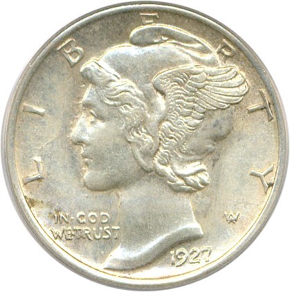 image for: 1927-S 10c PCGS AU58