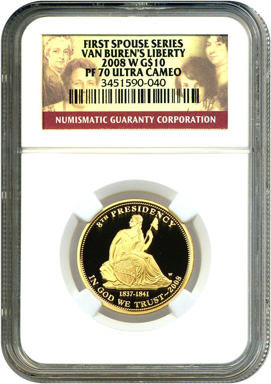 image for: 2008-W $10 NGC Proof 70 UCameo (Van Buren's Liberty)