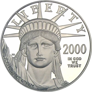 image for: 2000-W $100 PCGS Proof 69 DCameo (Platinum Eagle)
