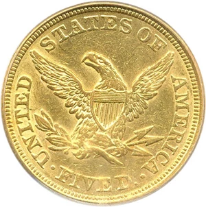 image for: 1851 $5 PCGS AU58
