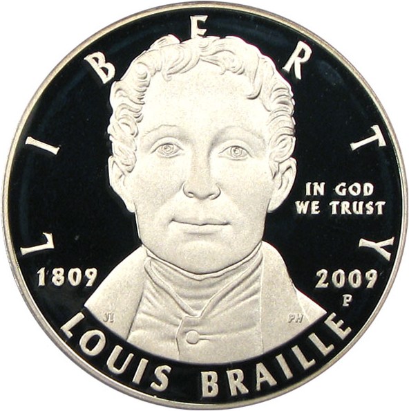 image for: 2009-P $1 PCGS Proof 70 DCameo (Louis Braille)
