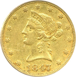 image for: 1847-O $10 PCGS XF40