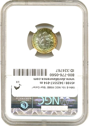 image for: 1954-S 10c NGC MS68 *Star/Color*