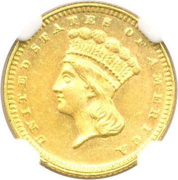 image for: 1873 G$1 NGC/CAC MS62 (Closed 3)