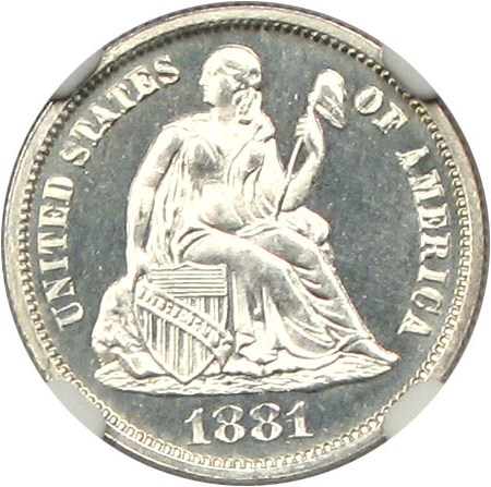 image for: 1881 10c NGC Proof 66 Cameo