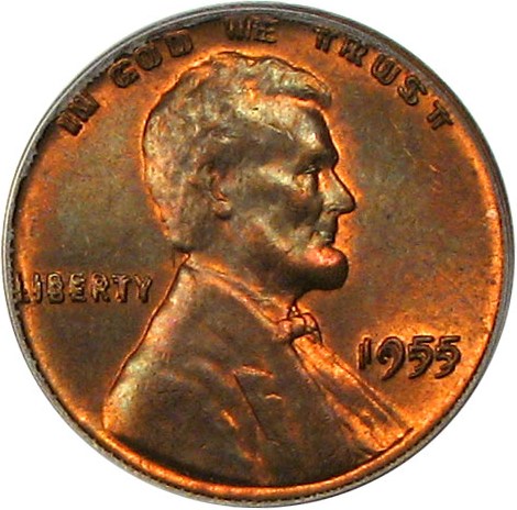 image for: 1955/1955 1c PCGS/CAC MS64 RB (Doubled Die)