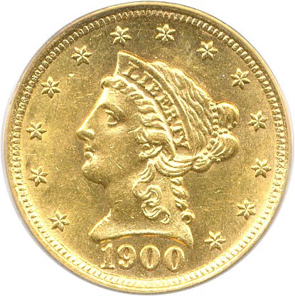 image for: 1900 $2 1/2 PCGS MS62