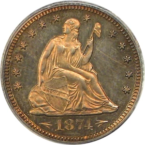 image for: 1874 25c PCGS/CAC Proof 64 (Arrows)