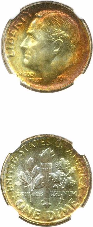 image for: 1954-S 10c NGC MS68 *Star/Color*