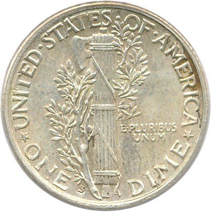 image for: 1927-S 10c PCGS AU58