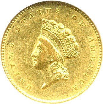 image for: 1855-O G$1 NGC/CAC AU58