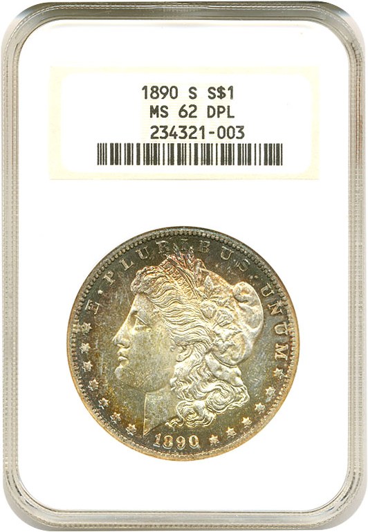 image for: 1890-S $1 NGC MS62 DPL * Color *