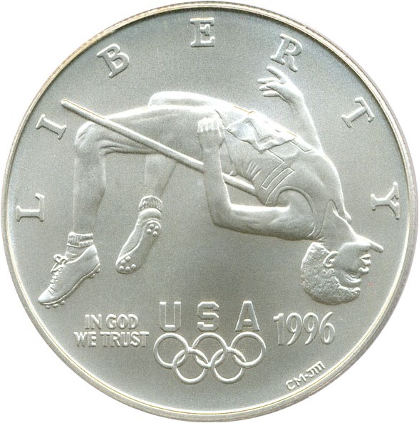 image for: 1996-D $1 PCGS MS70 (Olympic High Jump)