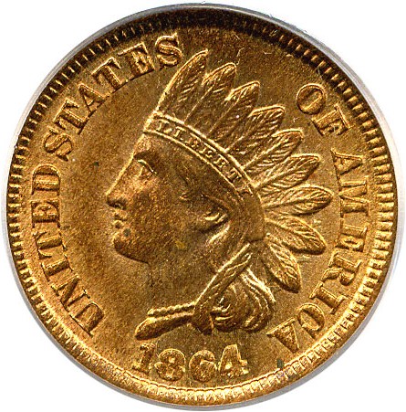 image for: 1864 1c PCGS MS65 RD OGH (Bronze)