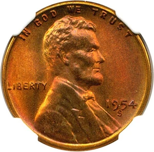 image for: 1954-S 1c NGC MS67 RB * Star / Color *
