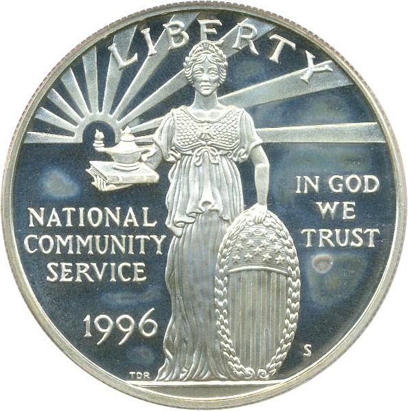 image for: 1996-S $1 PCGS Proof 68 DCameo (National Community Service)