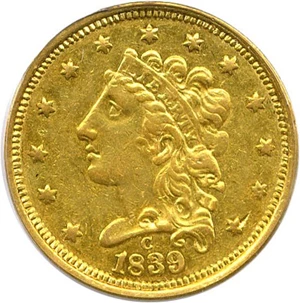 image for: 1839-C $2 1/2 PCGS AU53