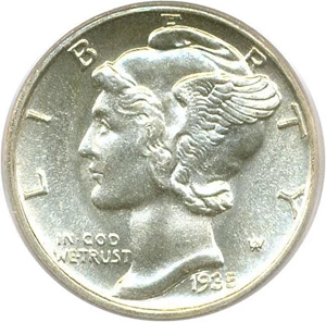 image for: 1935-S 10c PCGS/CAC MS66 FB