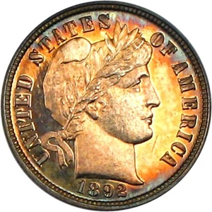 image for: 1892 10c PCGS/CAC Proof 63+ Cameo