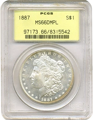 image for: 1887 $1 PCGS MS66 DMPL OGH