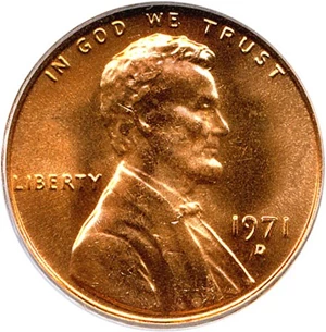 image for: 1971-D 1c PCGS MS66 RD