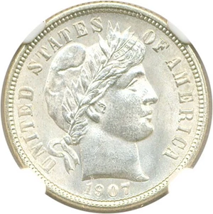 image for: 1907-D 10c NGC MS65