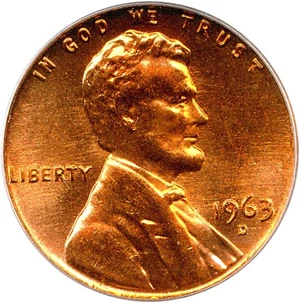 image for: 1963-D 1c PCGS MS66 RD