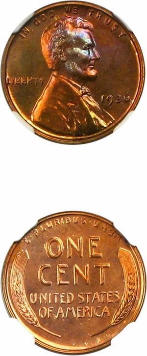 image for: 1936 1c NGC Proof 66 RB (Type 2, Brilliant Finish)