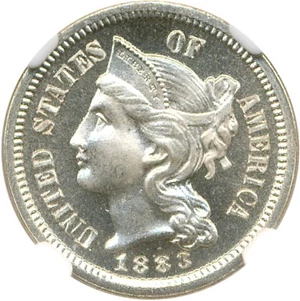 image for: 1883 3cN NGC/CAC Proof 66 Cameo