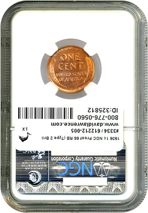 image for: 1936 1c NGC Proof 66 RB (Type 2, Brilliant Finish)