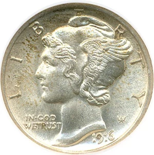 image for: 1916-S 10c NGC/CAC MS64 FB (Mercury)