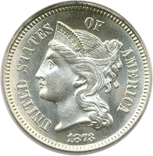 image for: 1873 3cN PCGS/CAC MS64 (Closed 3)