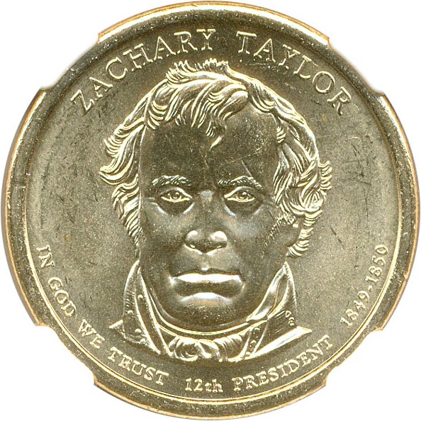 image for: 2009 Zach Taylor $1 NGC MS65  Missing Edge Lettering