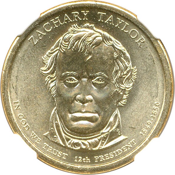 image for: 2009 Zach Taylor $1 NGC MS66  Missing Edge Lettering
