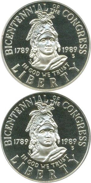 image for: 2-Coin Lot: 1989-S 50c PCGS Proof 69 DCameo (Congress)
