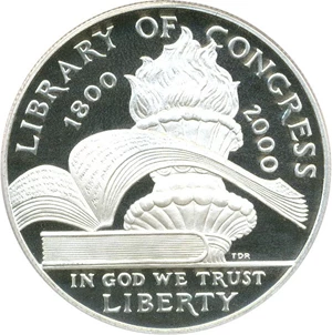 image for: 2000-P $1 PCGS Proof 69 DCameo (Library of Congress)