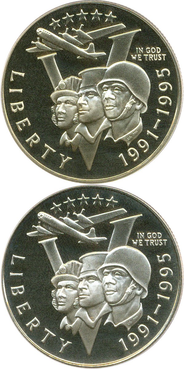 image for: 2-Coin Lot: 1991-95-P 50c PCGS Proof 69 DCameo (W.W. II)