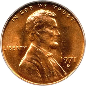 image for: 1971-D 1c PCGS MS66 RD