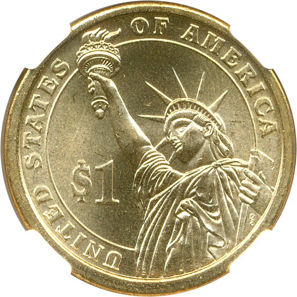 image for: 2009 Zach Taylor $1 NGC MS66  Missing Edge Lettering