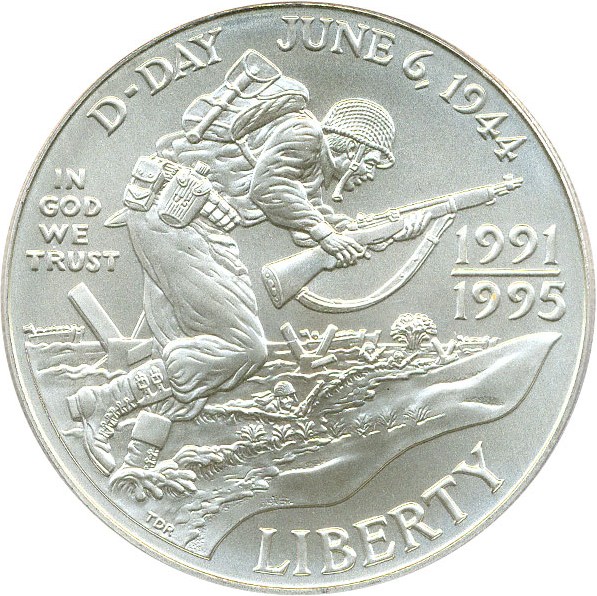 image for: 1991-95-D $1 PCGS MS69 (W.W. II)