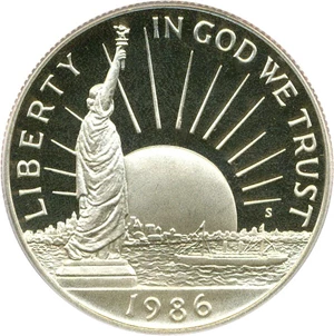 image for: 1986-S 50c PCGS Proof 69 DCameo (Statue Liberty)