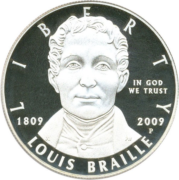 image for: 2009-P $1 PCGS Proof 69 DCameo (Louis Braille)