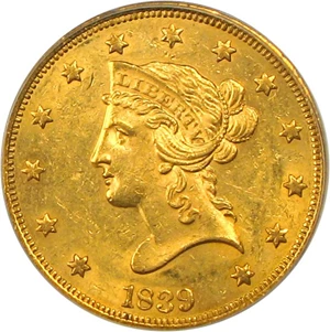 image for: 1839/8 $10 PCGS/CAC MS61 (Large Letters, Type of 1838)