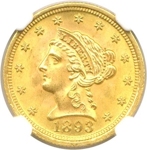 image for: 1893 $2 1/2 NGC/CAC MS65