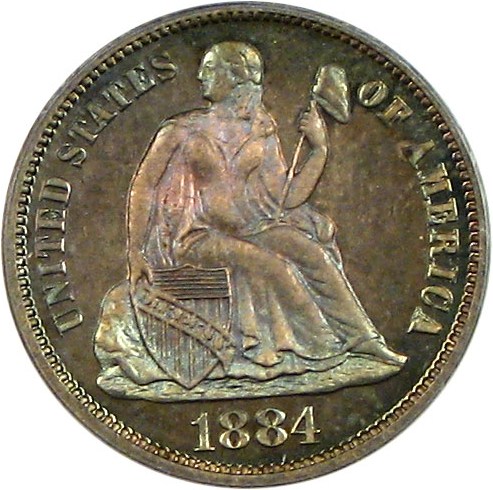 image for: 1884 10c PCGS/CAC Proof 66 * Color *